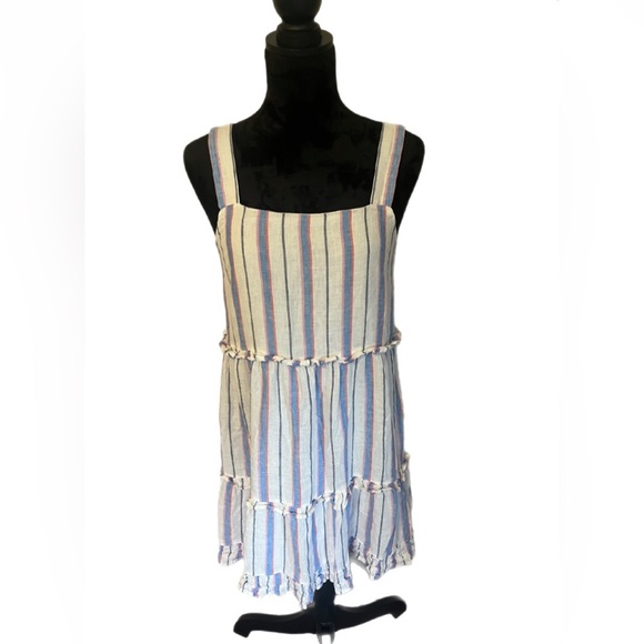 Rails Sandy Linen Tahiti Striped Ruffled Sundress- Small - Picture 4 of 7